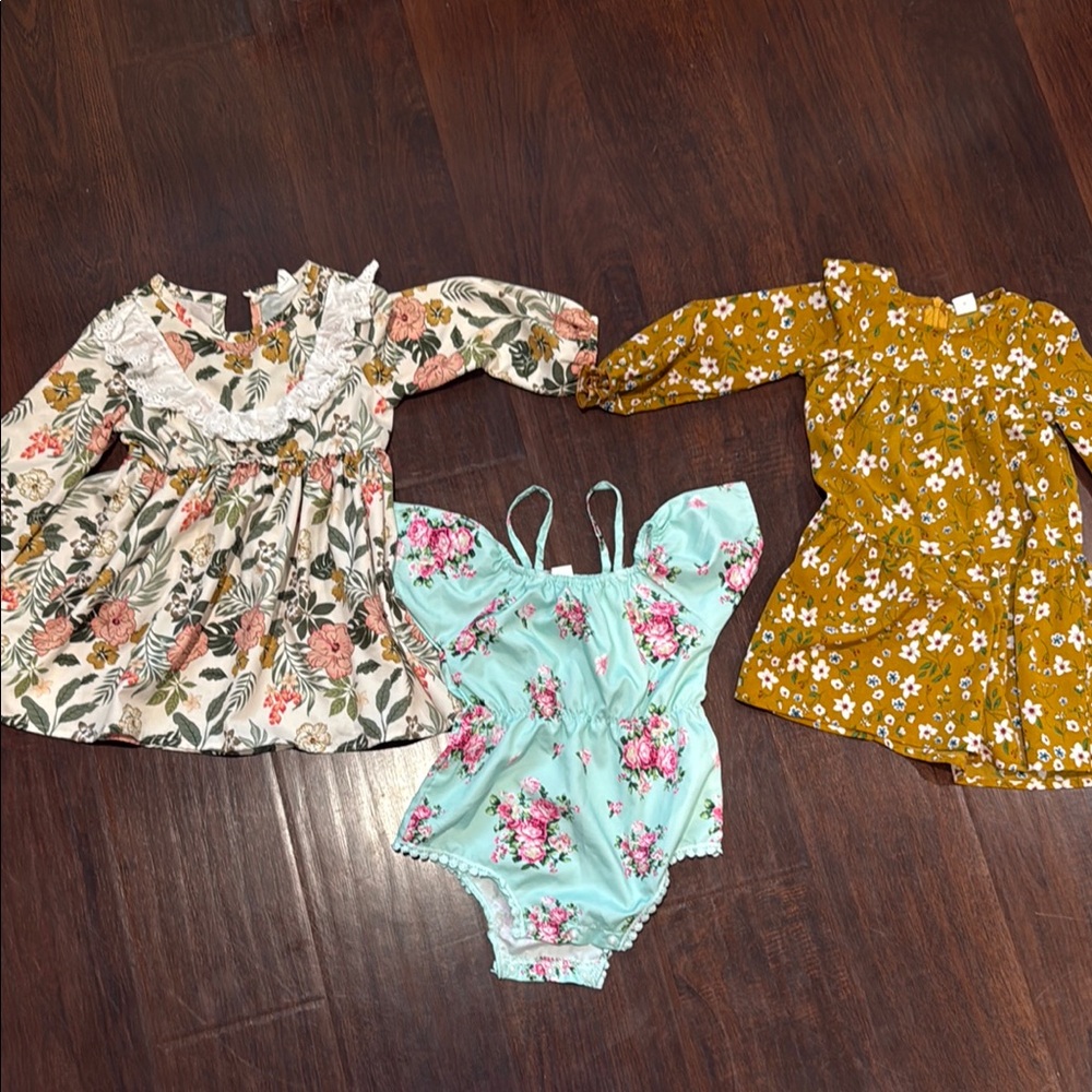 SHEIN bundle of 3 Floral Baby Dress with Ruffle Detail